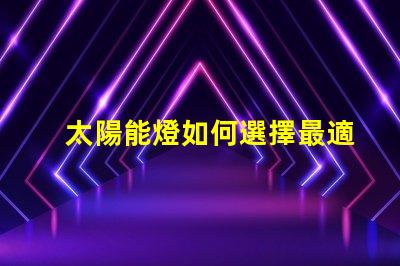 太陽能燈如何選擇最適合您需求的太陽能燈